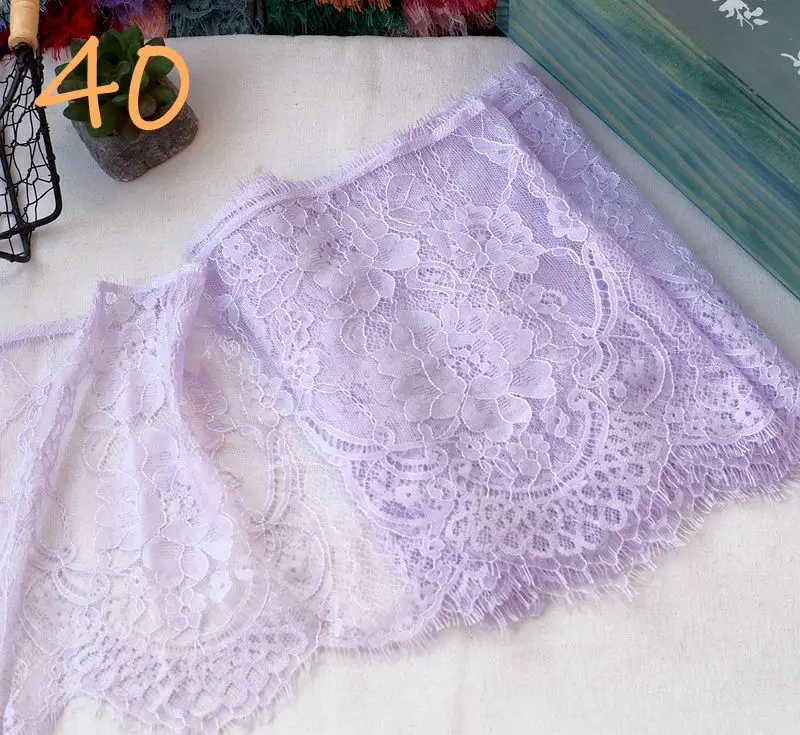 3Meters price French chantilly lace Floral embroidered lace trim with scallop eyelash Lace Dress DIY Sewing lace thumbnail 3