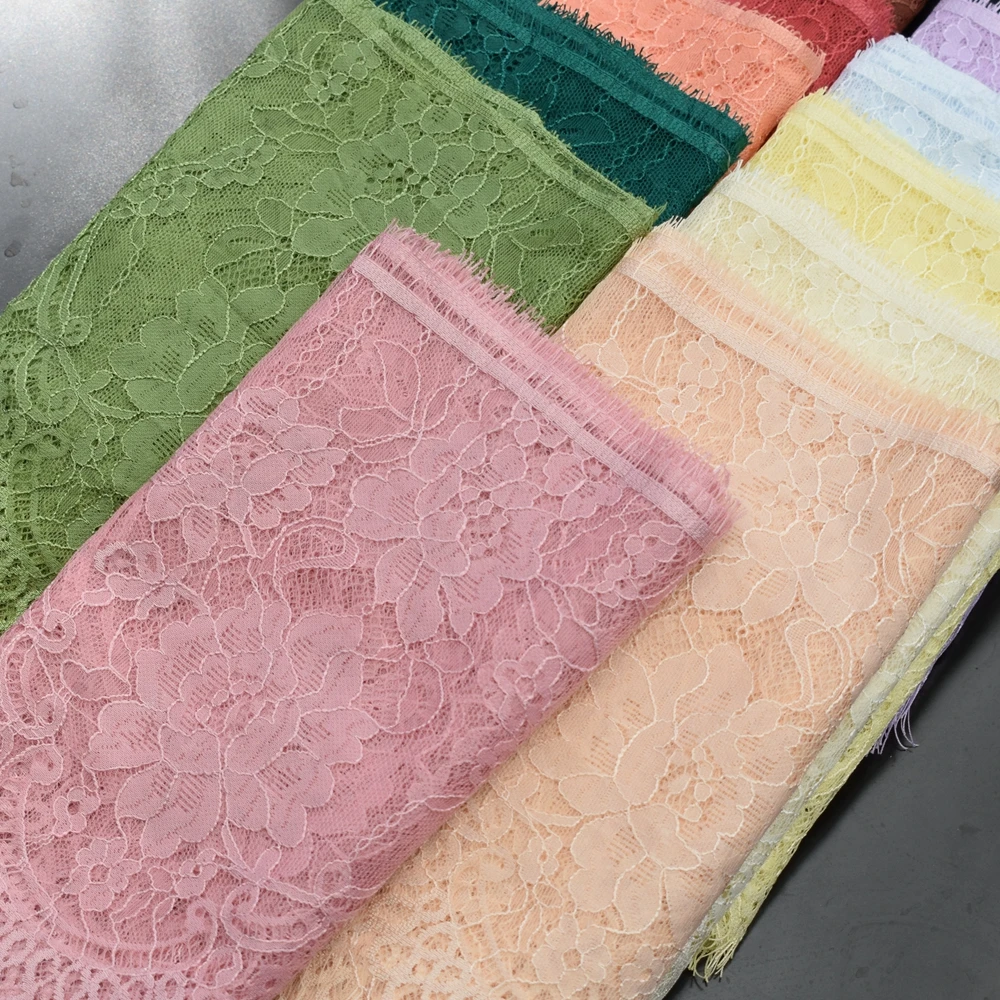 3Meters price French chantilly lace Floral embroidered lace trim with scallop eyelash Lace Dress DIY Sewing lace thumbnail 5