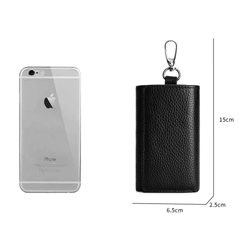 Unisex Genuine Leather Key Holder Wallet - Car/House Key Organizer with Card Slots, Compact Keychain Bag (Gift Ready thumbnail 6