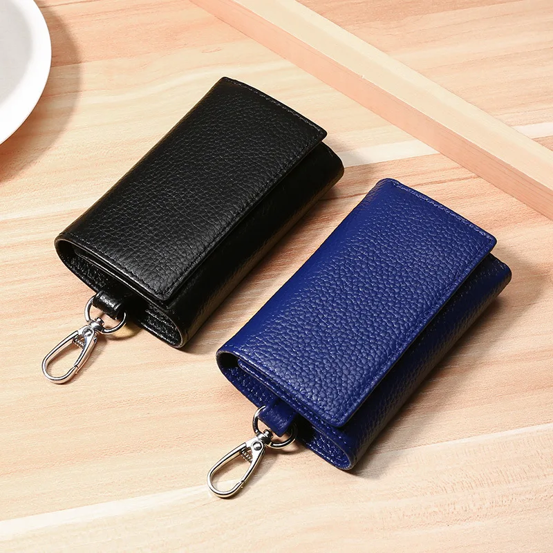 Unisex Genuine Leather Key Holder Wallet - Car/House Key Organizer with Card Slots, Compact Keychain Bag (Gift Ready thumbnail 5