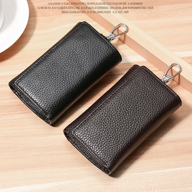 Unisex Genuine Leather Key Holder Wallet - Car/House Key Organizer with Card Slots, Compact Keychain Bag (Gift Ready thumbnail 2