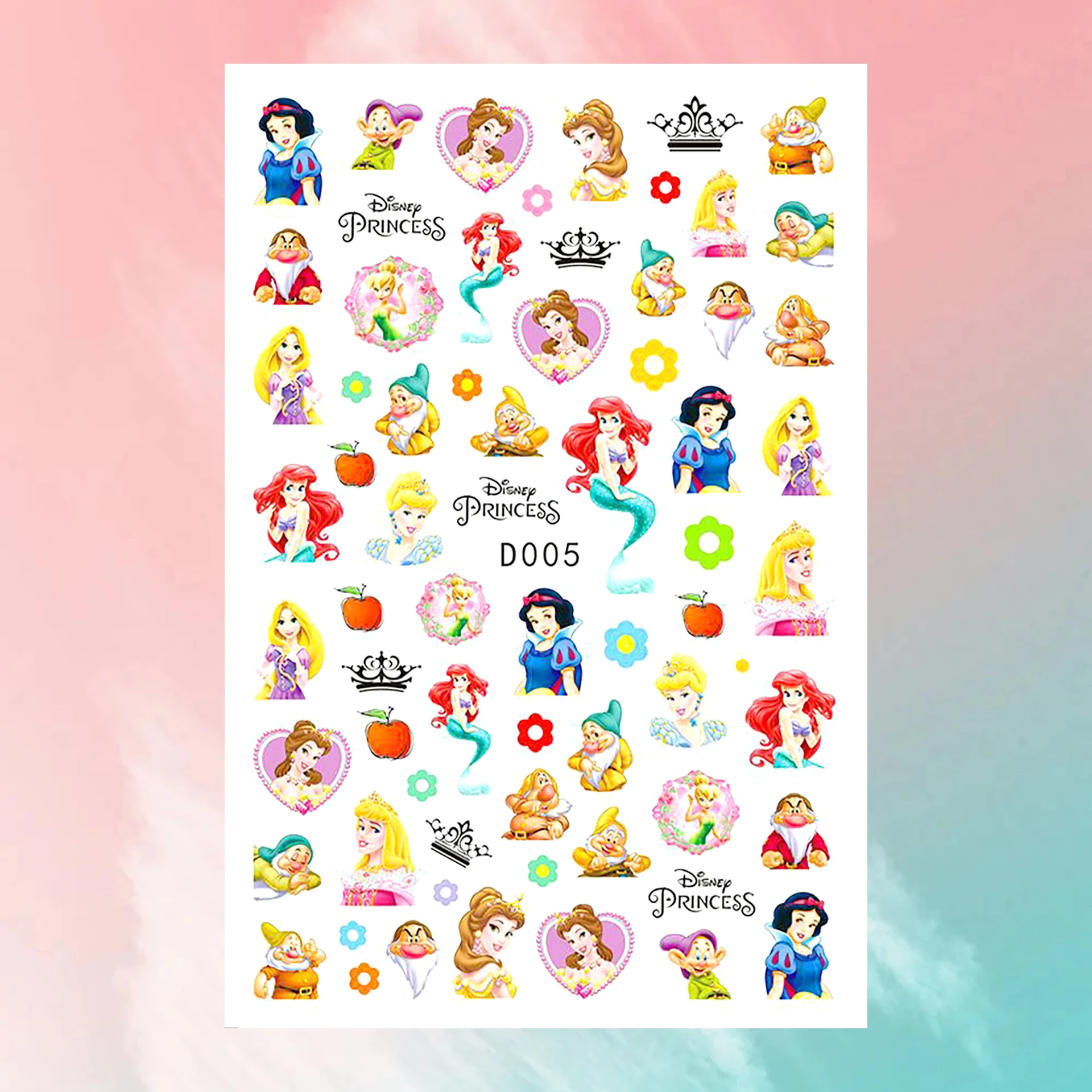 1PCS Disney Cartoon Nail Stickers Wholesale Waterproof Paste Nail Art Sticker Princess Mickey Anime Series Nail Decoration thumbnail 5
