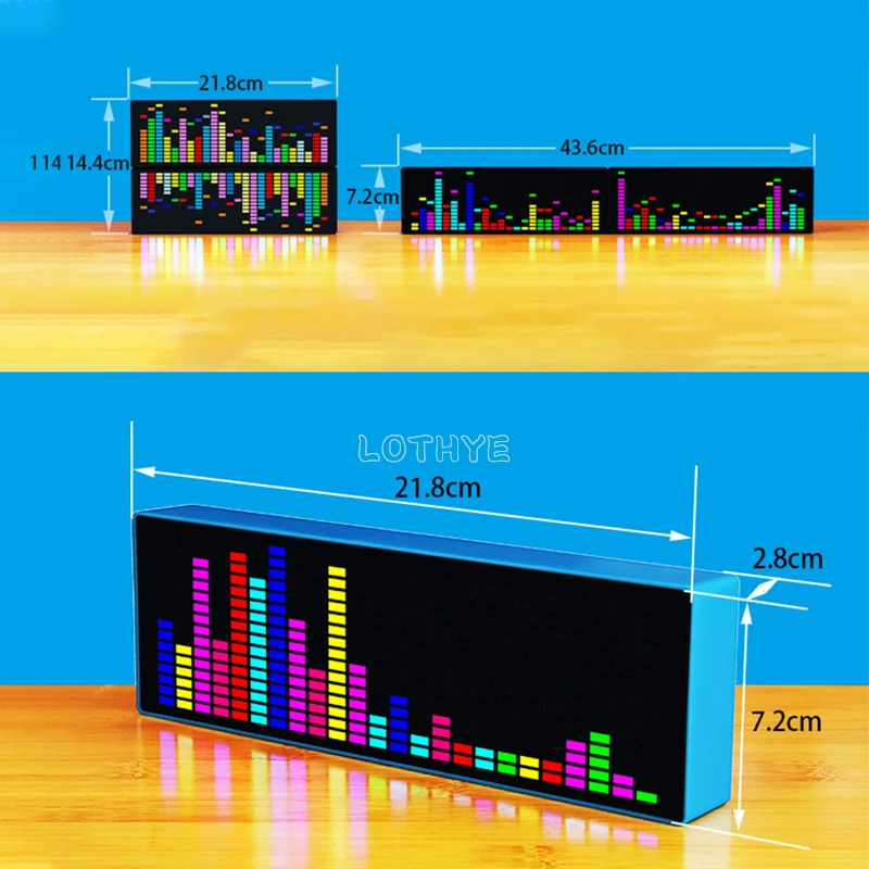 LOTHYE RGB Rhythm LED Stereo Music Spectrum Pickup Electronic Clock Voice Control Level Indicator VU Meter Car Atmosphere Lamp thumbnail 5