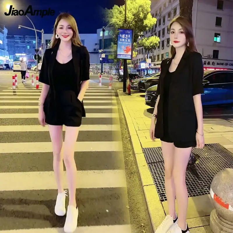 Women's Summer Suit 2026 New Casual Suit Jacket Shorts Two Piece Korean Fashion Elegant Blazers Pants Set Female Trouser Clothes thumbnail 4
