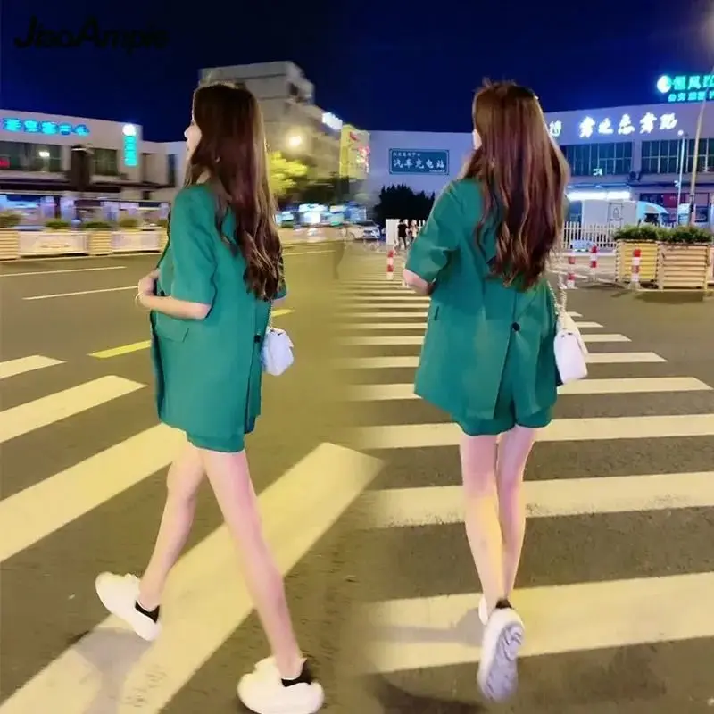 Women's Summer Suit 2026 New Casual Suit Jacket Shorts Two Piece Korean Fashion Elegant Blazers Pants Set Female Trouser Clothes thumbnail 2