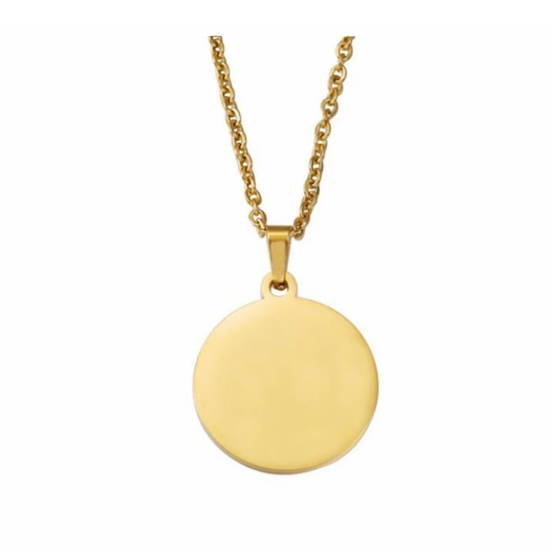 10Pcs 15-30mm Blank Round Discs Pendant Necklaces Gold Plated Chain Necklaces For DIY Custom Name Logo Women's Men's Jewelry thumbnail 6