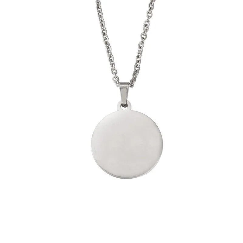 10pcs Stainless Steel chain round Tag Necklaces Blank Mirror Polished for Engraving Statement Name Jewelry Making Metal Circle thumbnail 6