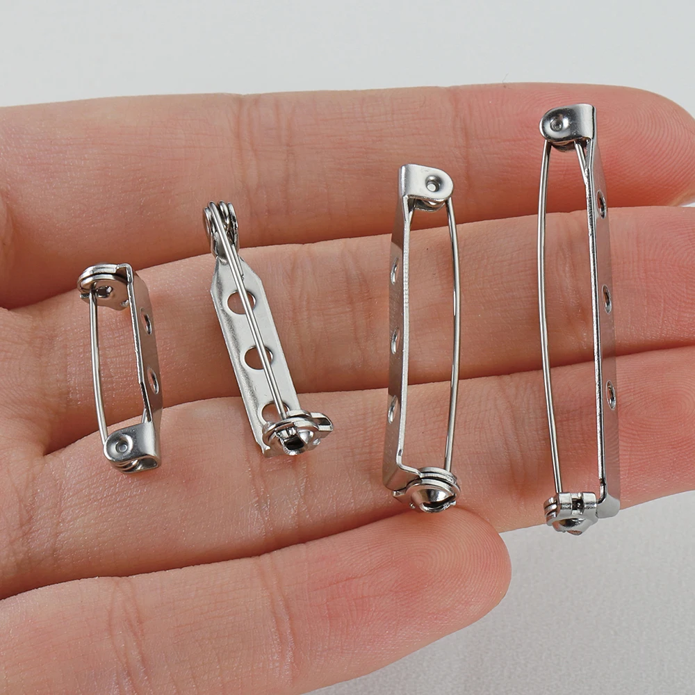 20pcs 20-40mm Stainless Steel Brooch Pin Safety Brooch Base Settings Needles Accessories DIY Jewelry Making Findings Components thumbnail 2
