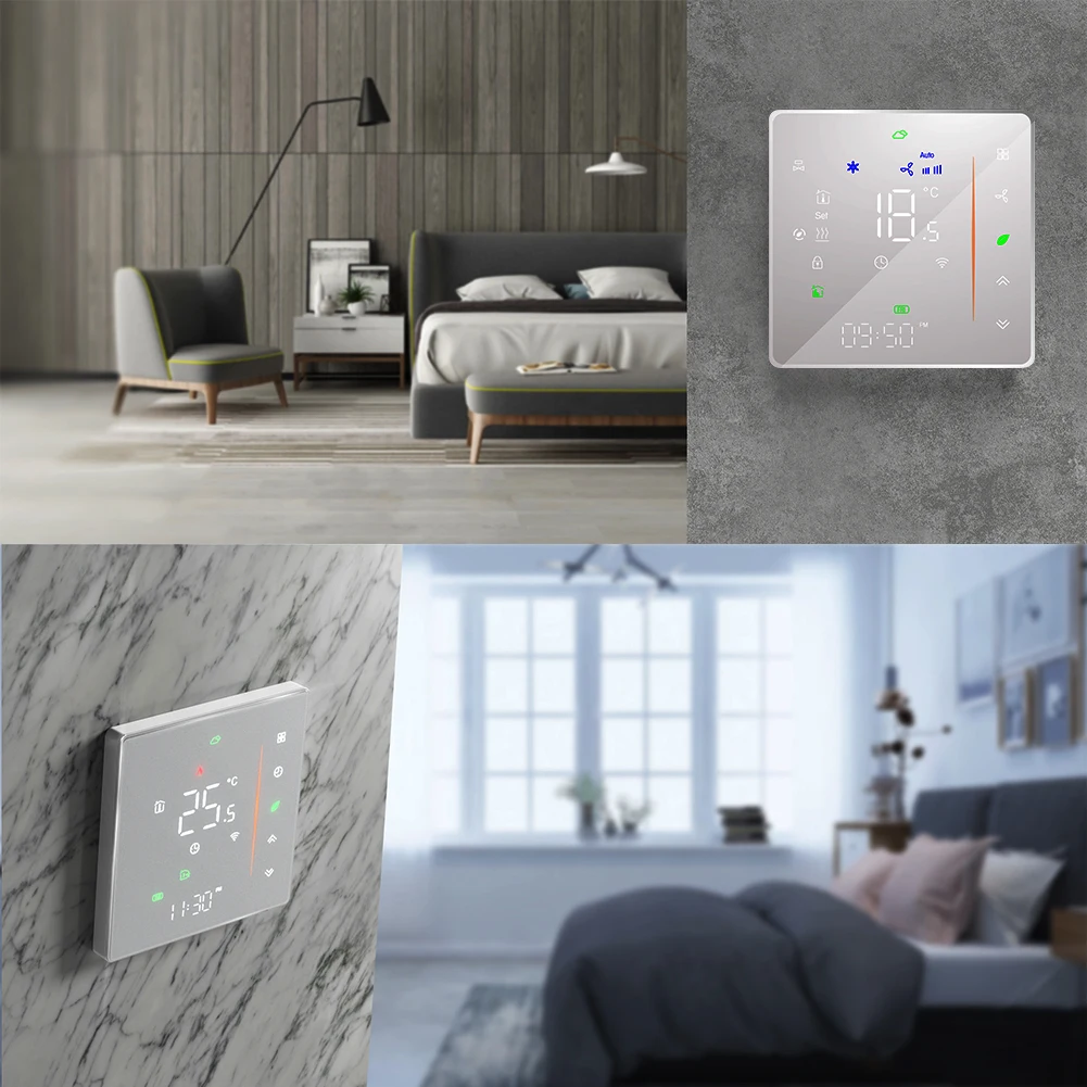 Qiumi Smart Wifi Color Thermostat Air Conditioning Temperature Controller Works with Alexa Google Home, 95~240V AC thumbnail 3