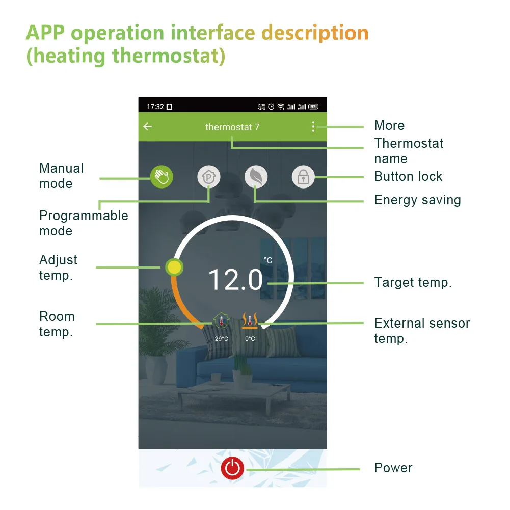 Qiumi Smart Wifi Color Thermostat Air Conditioning Temperature Controller Works with Alexa Google Home, 95~240V AC thumbnail 4