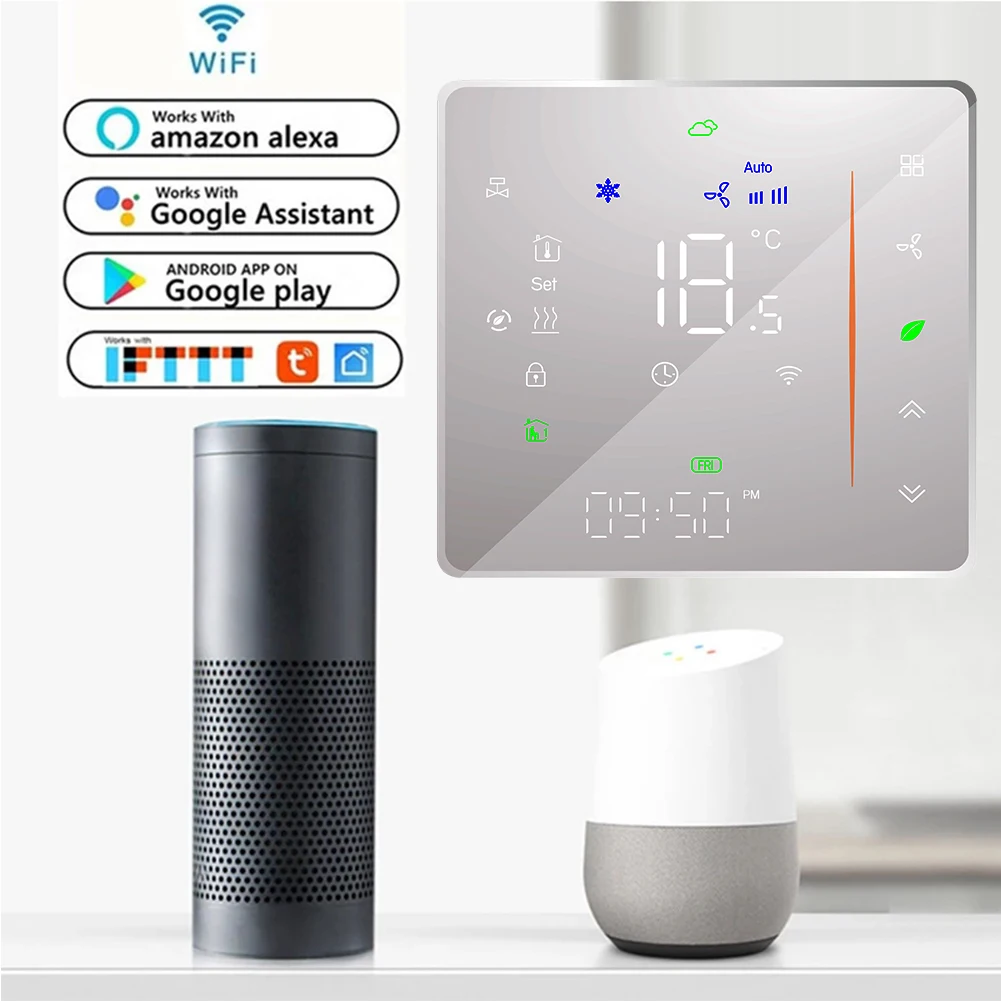Qiumi Smart Wifi Color Thermostat Air Conditioning Temperature Controller Works with Alexa Google Home, 95~240V AC thumbnail 2