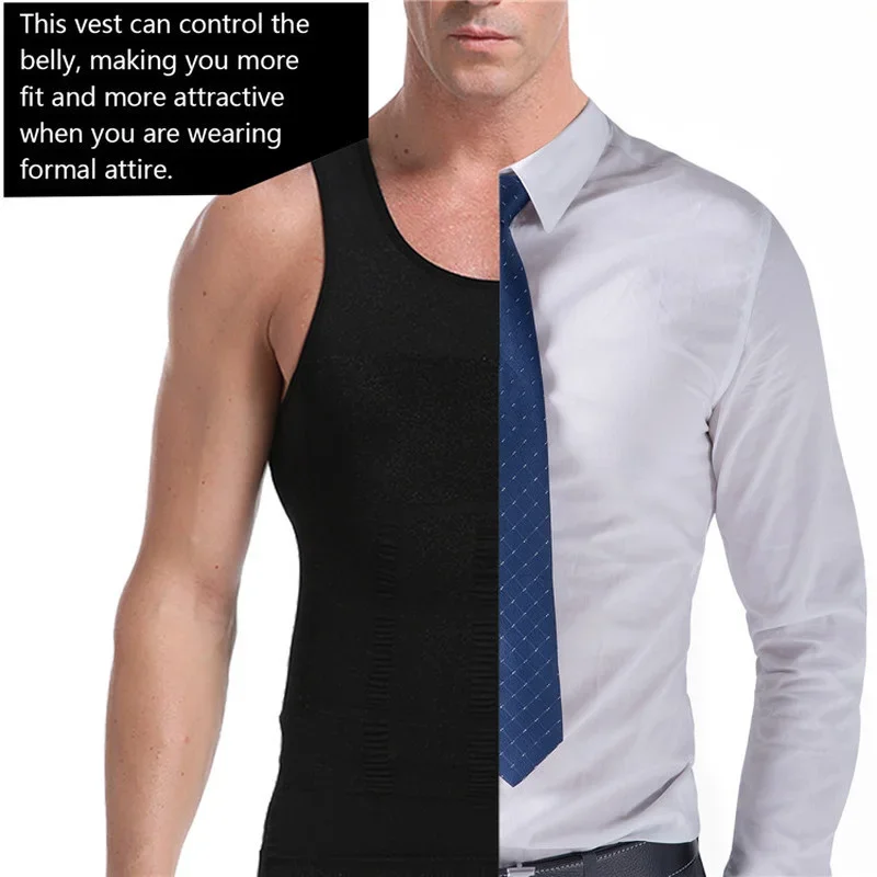 Men's Slimming Body Shapewear Corset Vest Shirt Compression Abdomen Tummy Belly Control Slim Waist Cincher Underwear Sports Vest thumbnail 3