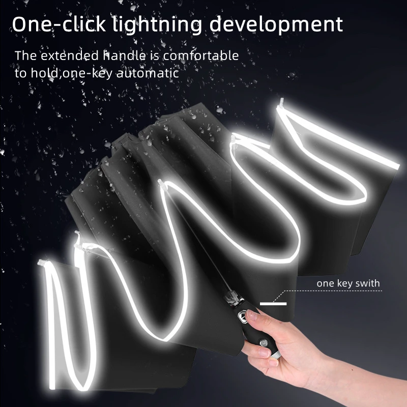 Automatic Umbrella with Reflective Stripe Reverse Led Light Umbrella For BMW X5 E53 E70 F15 G05 X6 E71 E72 F16 X3 E83 F25 G01 X1 thumbnail 3