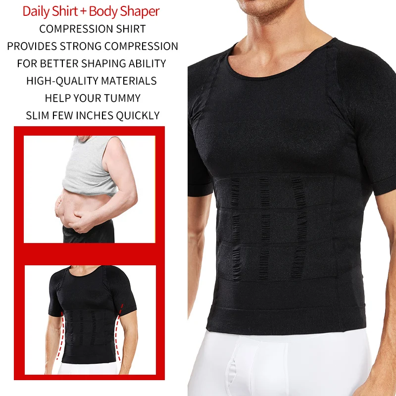 Men Slimming Body Shaper Compression Shirt Gynecomastia Slim Shapewear Belly Shapers Tummy Reducing Tops Waist Trainer Shapewear thumbnail 2