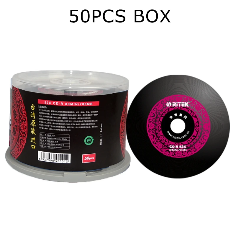 4PCS/LOT Ritek Vinyl disc Black CD-R Blank disc recordable compact disc 700MB/80min/52x Car Music CD-R BLANK Disk disc thumbnail 4