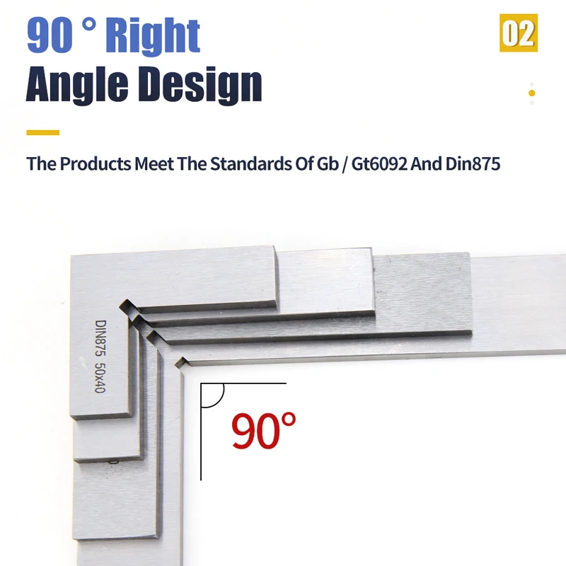 90 Degree Flat Edge Square Ruler Carpentry Square Metal Angle Measuring Tool Multi Carpentry Square Woodworking Tools Try Square thumbnail 3