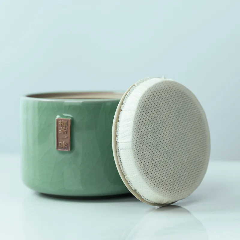 Tea Tea Bag Storage Box Geyao Tea Pot Ceramic Seal Pot Sugar Pot Moisture-proof Pot Tea Pot Living Room Coffee Table Decoration thumbnail 4