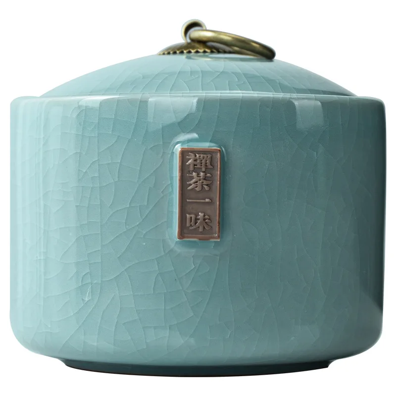 Tea Tea Bag Storage Box Geyao Tea Pot Ceramic Seal Pot Sugar Pot Moisture-proof Pot Tea Pot Living Room Coffee Table Decoration thumbnail 5