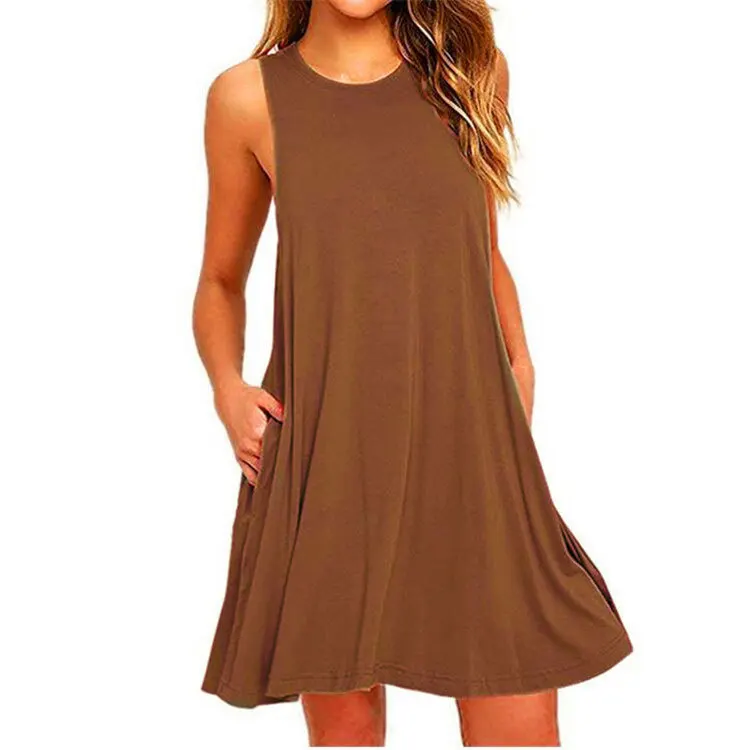 Women's Summer Casual Swing T-Shirt Dresses Beach Cover Up With Pockets Plus Size Loose T-shirt Dress thumbnail 2