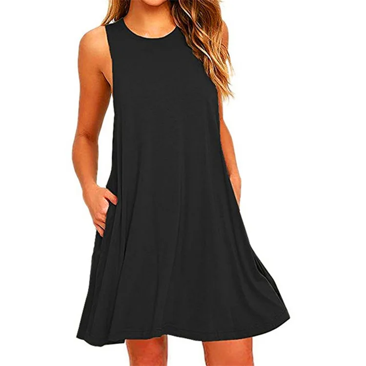 Women's Summer Casual Swing T-Shirt Dresses Beach Cover Up With Pockets Plus Size Loose T-shirt Dress thumbnail 3