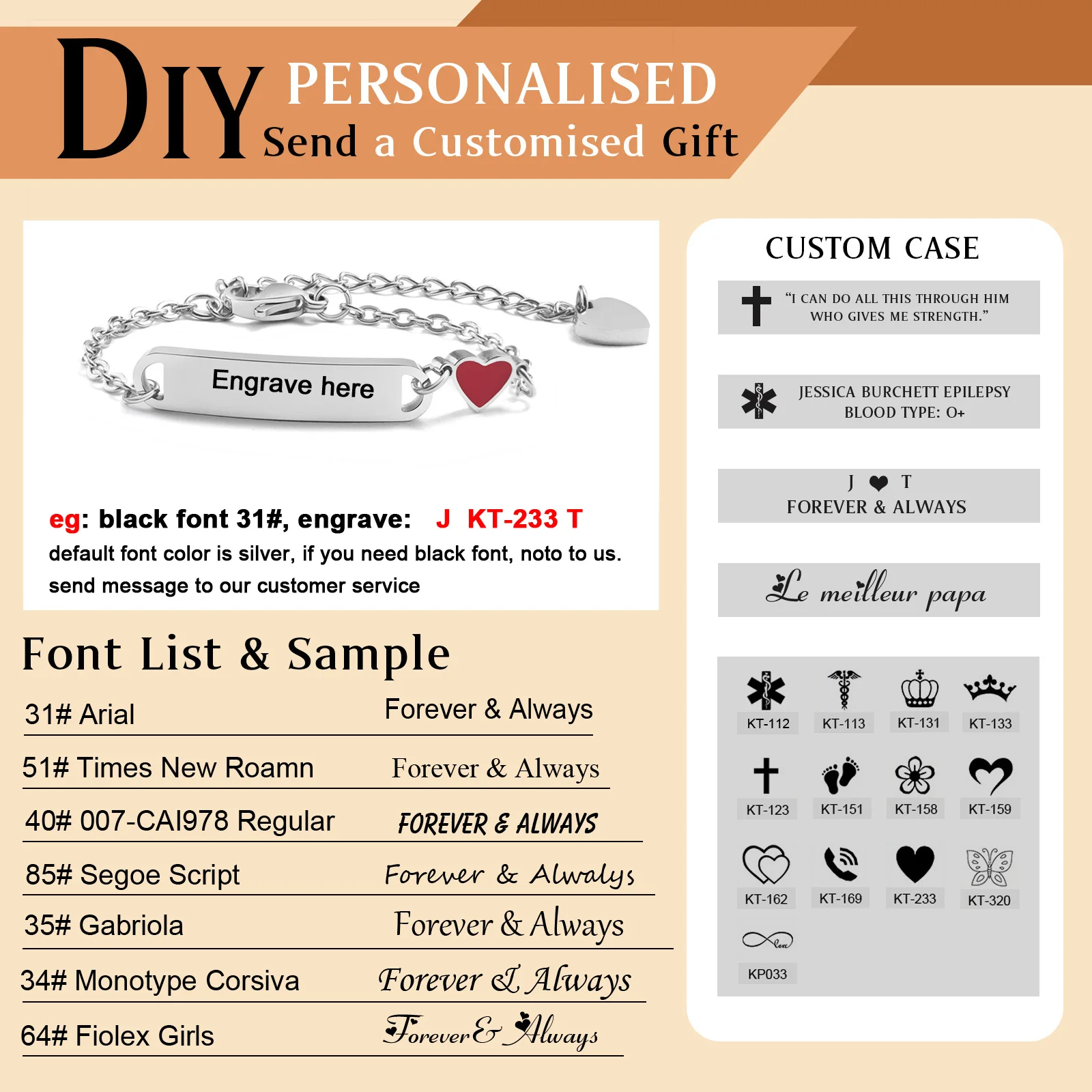 Customized Heart Bracelet for Little Girl Boy, Engravable ID Name Bracelet, Personalized Stainless Steel Chain Birthday Gift thumbnail 4