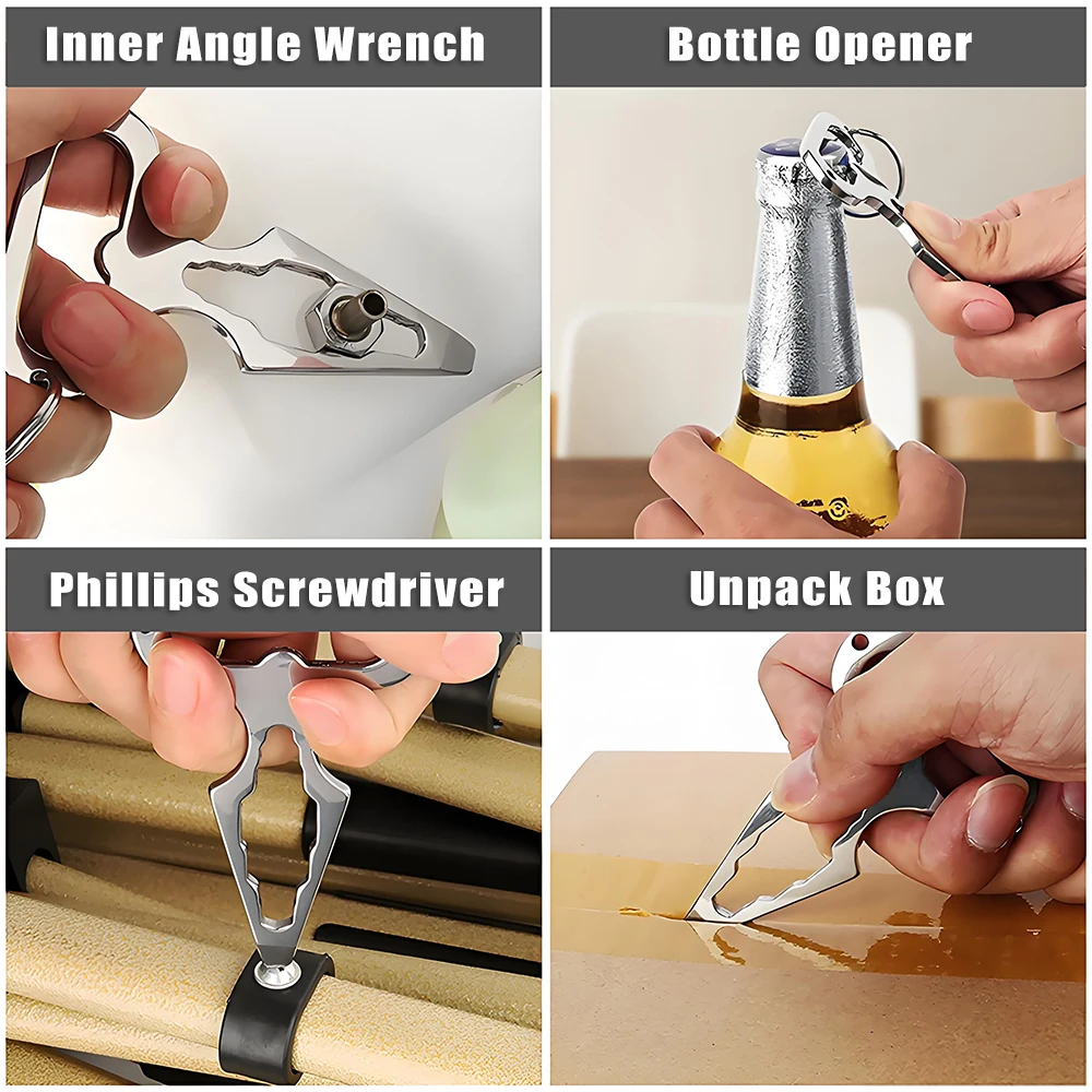 Multi-functional Self Defense EDC Tools Keychain Wrench Bottle Opener Emergency Window Breaker Outdoor Camping Survival Supplies thumbnail 6
