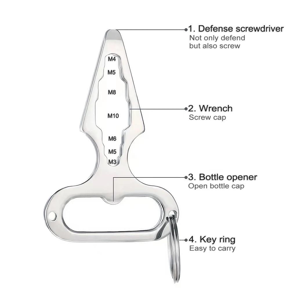 Multi-functional Self Defense EDC Tools Keychain Wrench Bottle Opener Emergency Window Breaker Outdoor Camping Survival Supplies thumbnail 4