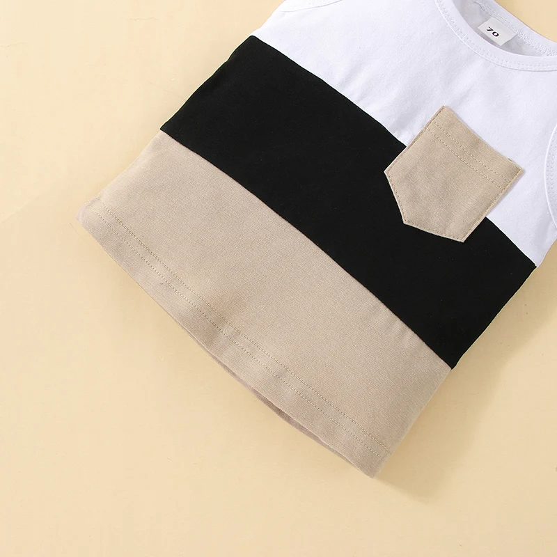 Infant Baby Boys Short Sets Patchwork Sleeveless Vest Tops with Pocket + Shorts 2pcs Summer Outfits for Toddler 6-36M thumbnail 5