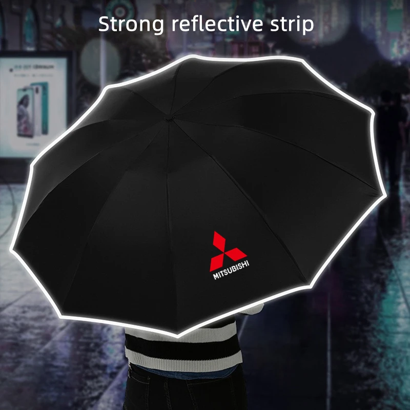 Automatic Umbrella with Reflective Stripe Reverse Led Light Umbrella for Mitsubishi Pajero Sport Outlander ASX Lancer Eclipse thumbnail 5