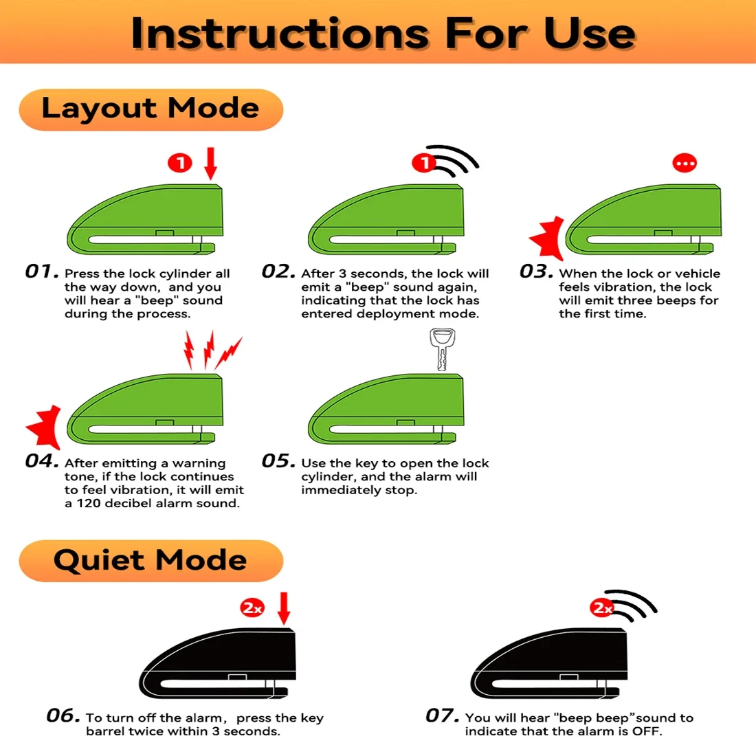 Anchtek Motorcycle Alarm Disc Brake Lock Security Moto Wheel Disk Padlock Waterproof 110db Loud Anti Theft Alarma Motocicleta thumbnail 3