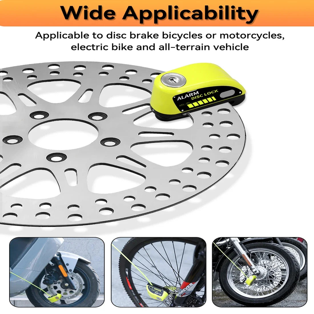 Anchtek Motorcycle Alarm Disc Brake Lock Security Moto Wheel Disk Padlock Waterproof 110db Loud Anti Theft Alarma Motocicleta thumbnail 4
