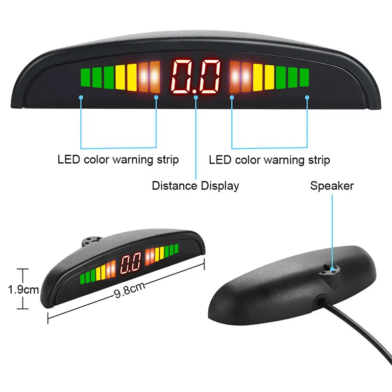 Car LED Parking Sensor Kit with 4 Radar Accurate Digital Display of Obstacle Distance Alarm Parktronic Kit Suitable For Most Car thumbnail 3