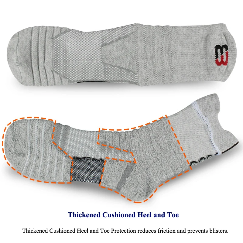 Men Sports Socks Shock-absorbing Cushion Terry Towel Basketball Cycling Running Hiking Tennis Socks for Women Cotton Size 31-48 thumbnail 4