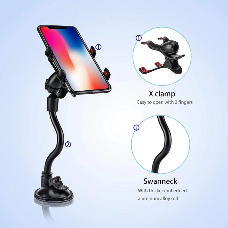 360 Rotate Sucker Car Phone Holder Flexible Mount Stand Mobile Cell Support For iPhone Samsung Xiaomi Clip Phone Holder in Car thumbnail 3