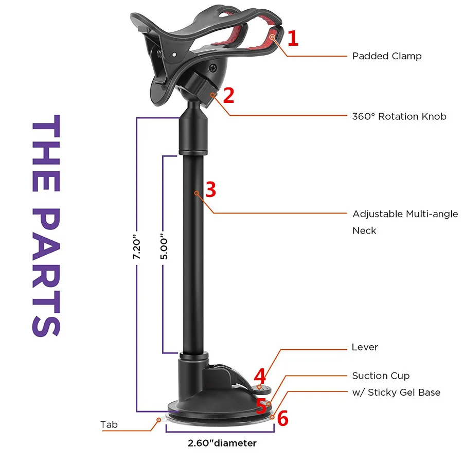 360 Rotate Sucker Car Phone Holder Flexible Mount Stand Mobile Cell Support For iPhone Samsung Xiaomi Clip Phone Holder in Car thumbnail 4