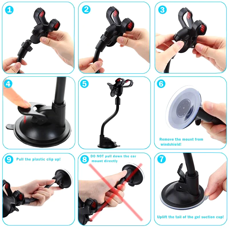 360 Rotate Sucker Car Phone Holder Flexible Mount Stand Mobile Cell Support For iPhone Samsung Xiaomi Clip Phone Holder in Car thumbnail 6