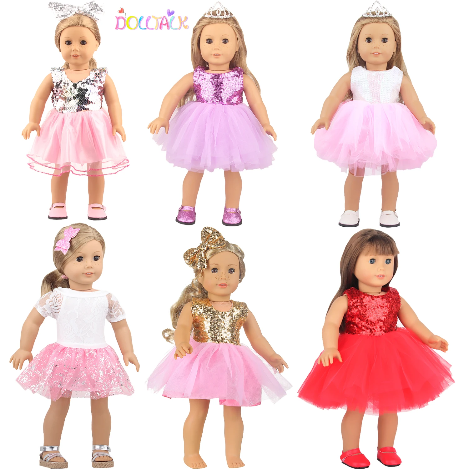 American 18 Inch Girl Doll Sequins Skirt Clothes Shining Cute Mini Dress For 43cm Baby New Born,OG,DIY Doll Accessories Toy thumbnail 2