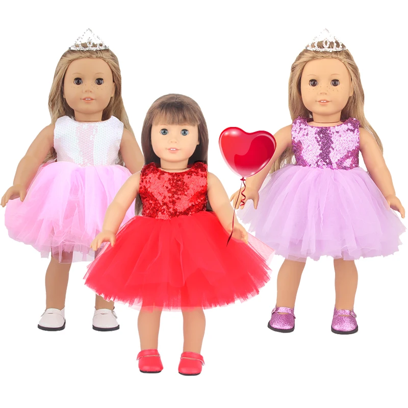American 18 Inch Girl Doll Sequins Skirt Clothes Shining Cute Mini Dress For 43cm Baby New Born,OG,DIY Doll Accessories Toy thumbnail 3