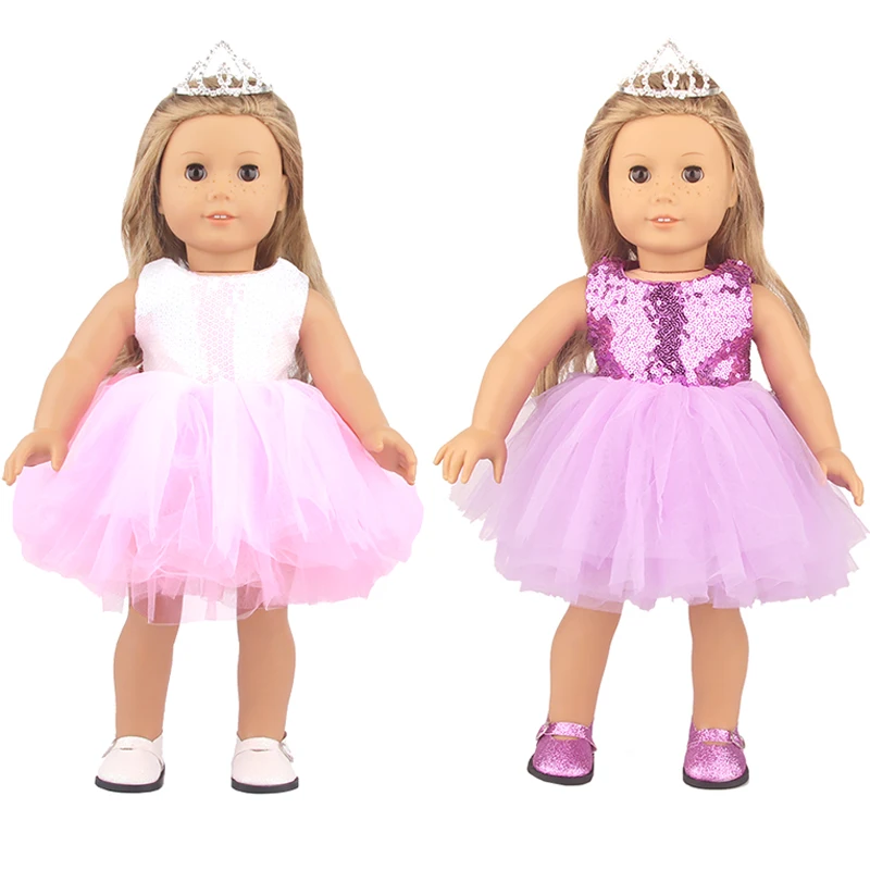 American 18 Inch Girl Doll Sequins Skirt Clothes Shining Cute Mini Dress For 43cm Baby New Born,OG,DIY Doll Accessories Toy thumbnail 4