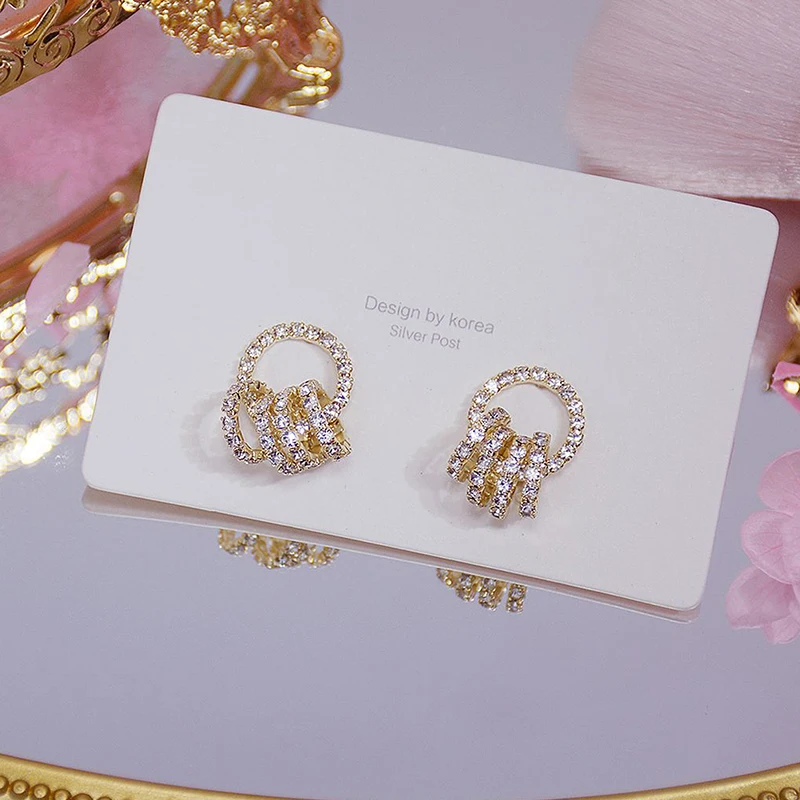 Korean Super Shining Buckle Circle Earrings for Women 14k Real Gold Elegant AAA Zirconia Stud Earring Birthday Gift Brincos thumbnail 5