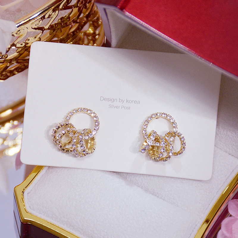 Korean Super Shining Buckle Circle Earrings for Women 14k Real Gold Elegant AAA Zirconia Stud Earring Birthday Gift Brincos thumbnail 4