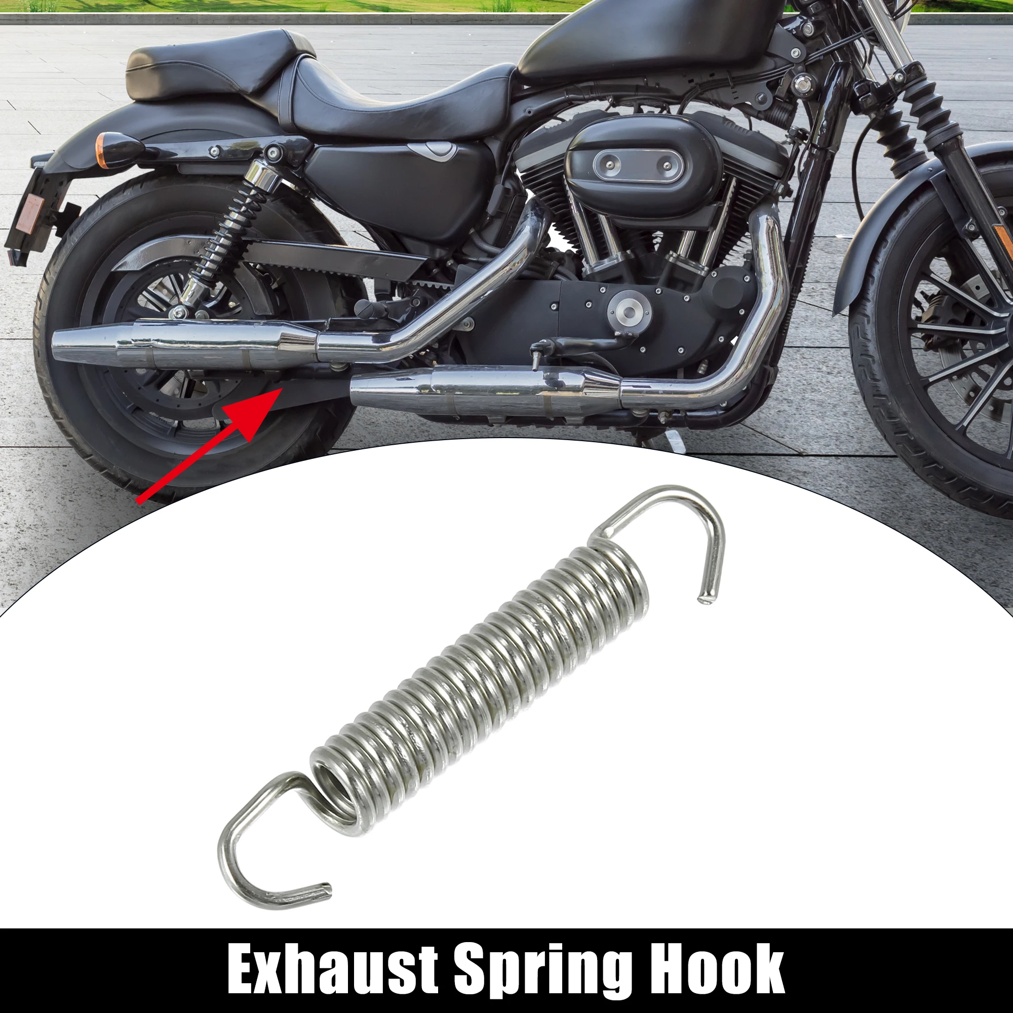 Motorcycles Universal Exhaust Pipe Spring 63mm 2.5" Stainless Steel Exhaust Pipe Spring Hook Modified Accessory thumbnail 2