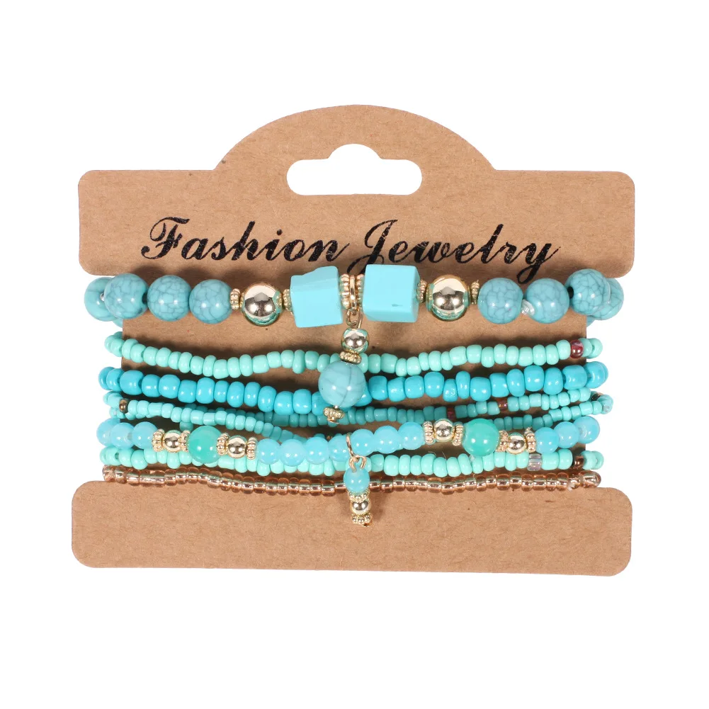 Bohemian Handmade Beads Bracelet Set For Women Summer Colorful Beaded Chain Bangle Girls Boho Jewelry Accessories thumbnail 5