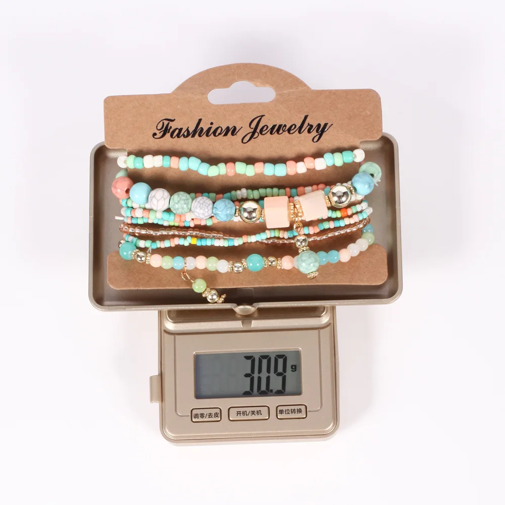 Bohemian Handmade Beads Bracelet Set For Women Summer Colorful Beaded Chain Bangle Girls Boho Jewelry Accessories thumbnail 6