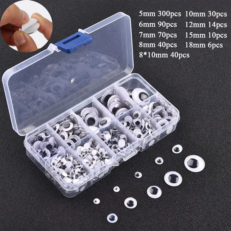 DIY Self-Adhesive Wiggly Googly Doll Eye Black White Movable Simulation Animal Eyeball Kindergarten Children Craft Supplies