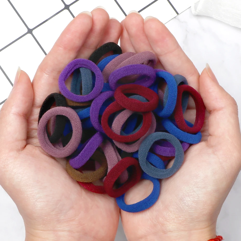 50/100PCS 3cm Children Headband High Elastic Solid Color Scrunchies Kids Baby Hair Bands Headwear Hair Accessories Gifts Holder thumbnail 4