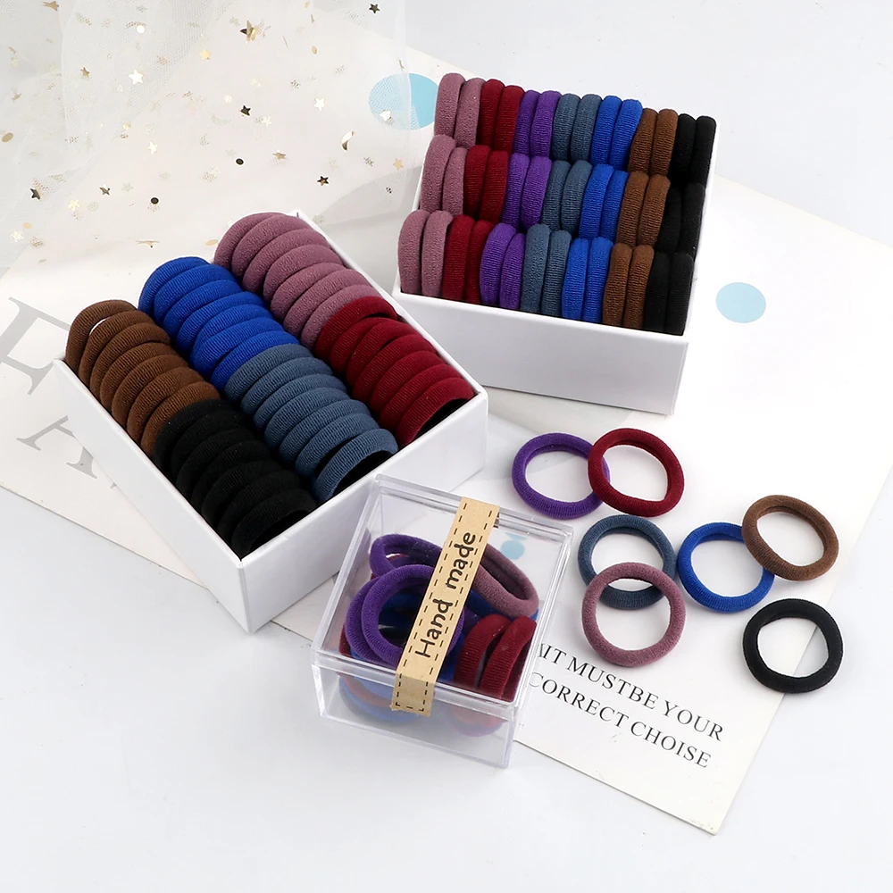 50/100PCS 3cm Children Headband High Elastic Solid Color Scrunchies Kids Baby Hair Bands Headwear Hair Accessories Gifts Holder thumbnail 3