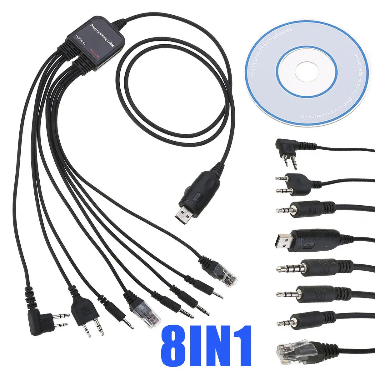 8 in 1 Function RJ-45 8 Pin Plug USB Programming Cable Line & Driver CD For Motorola Baofeng Kenwood HYT Radio thumbnail 3