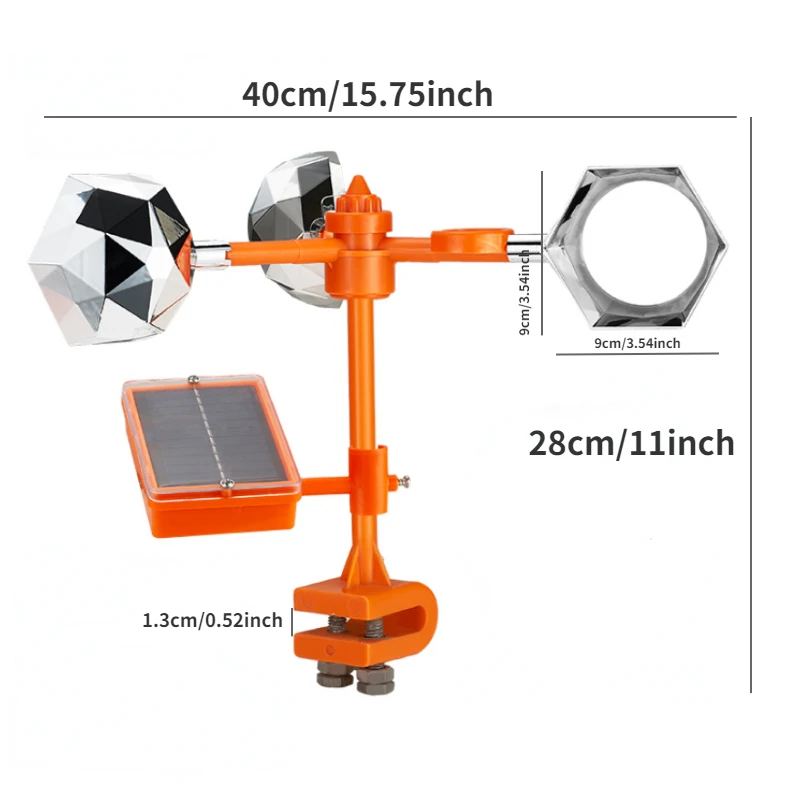 Garden vegetable field Ultrasonic Solar Bird Pest Repeller 360 Degree Rotating Reflector Drive Away Bird Device thumbnail 5