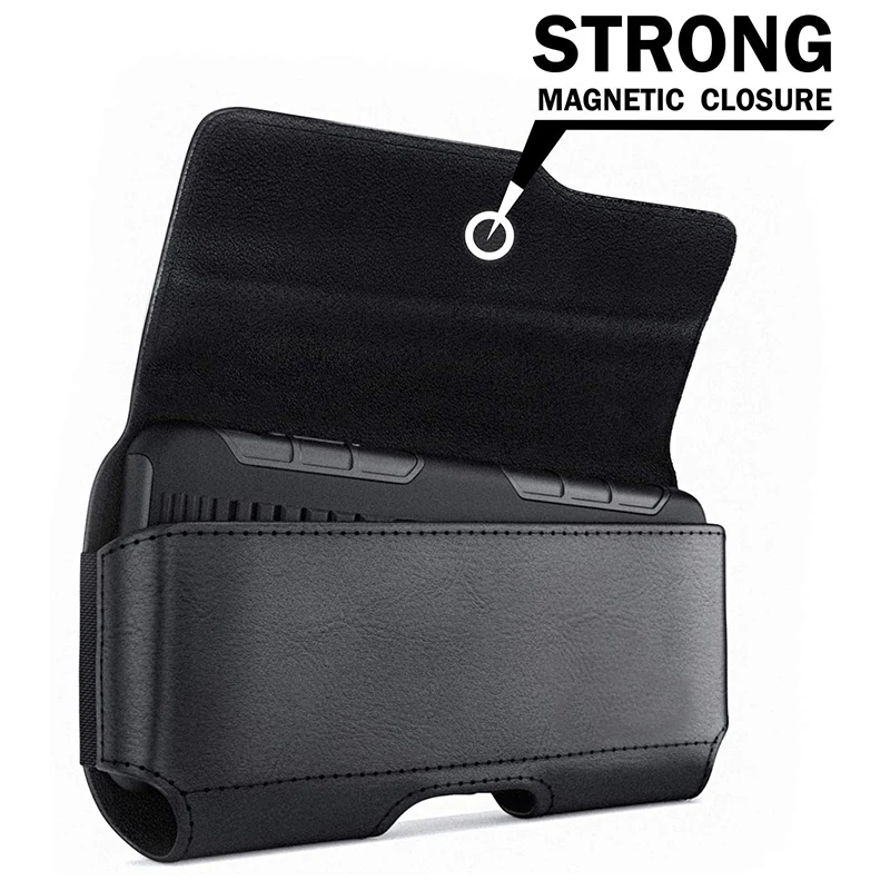 Phone Pouch Premium Leather Belt Case with Belt Clip Loop Magnetic Closure Cell Phone Holder Cover Waist Bag for iPhone Xiaomi thumbnail 3